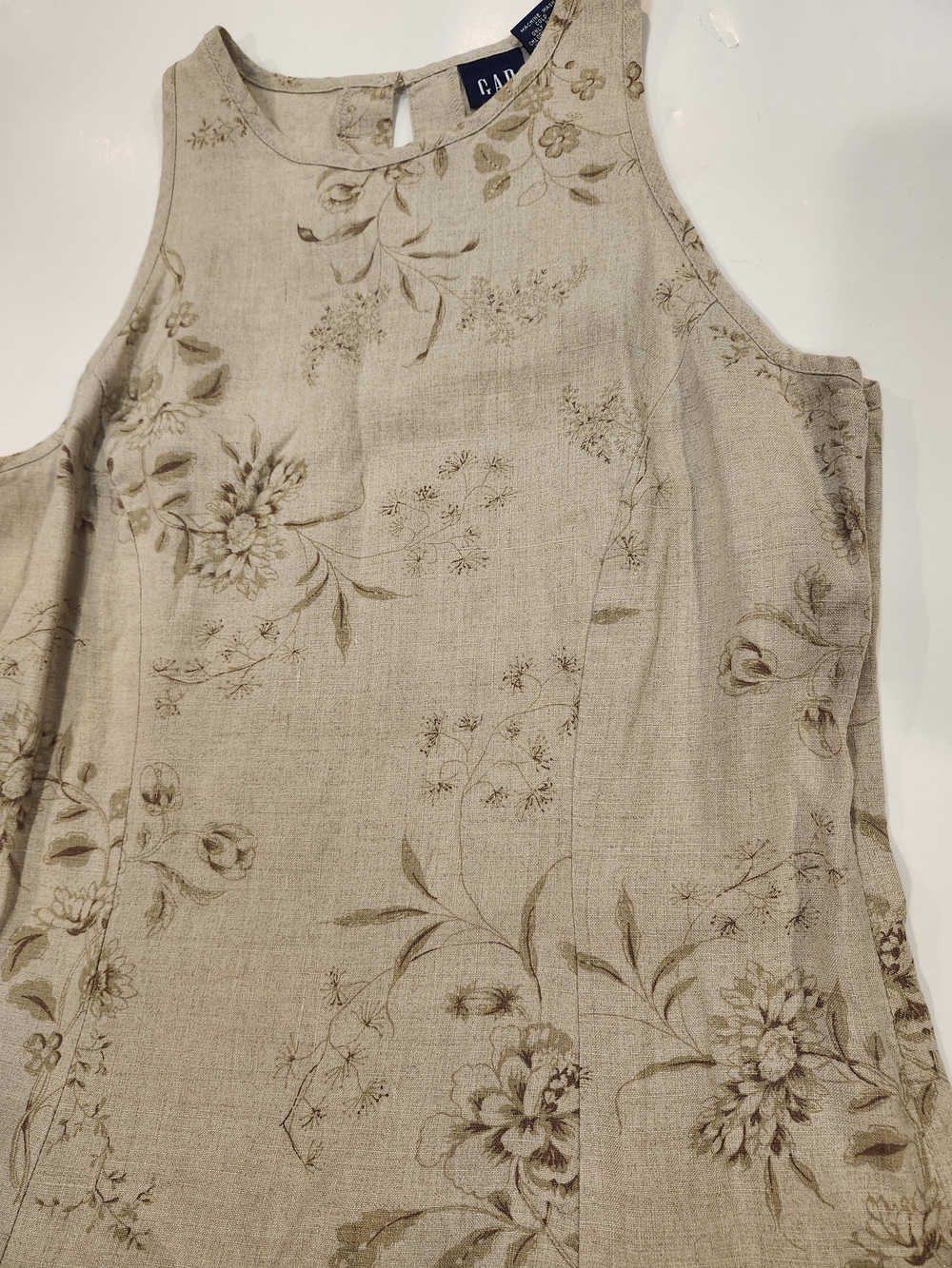 Gap Floral Linen Classic Maxi Dress, Tan & Brown, Women's Size 2